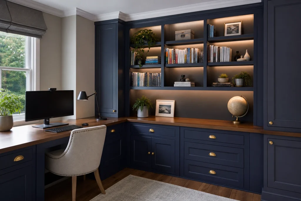 Bespoke home office furniture with shelving and cupboards